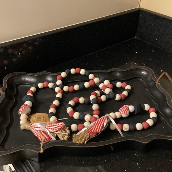 NWT Snowmen Distressed Wood Bead Garland with Tassels - 72” - Picture 3 of 8